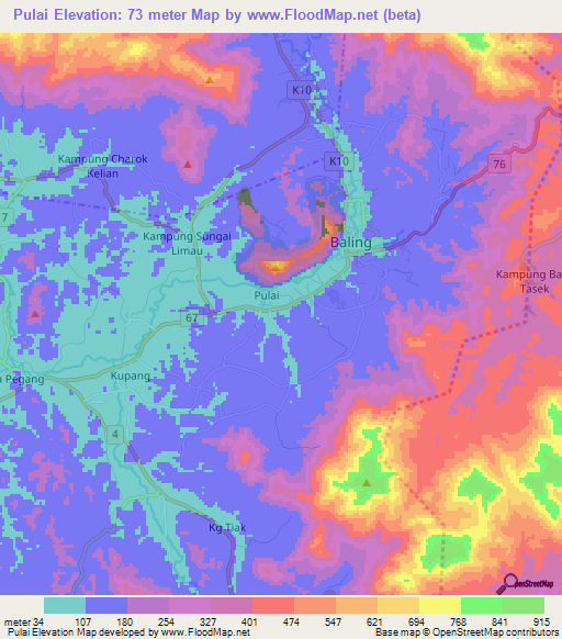 Pulai,Malaysia Elevation Map