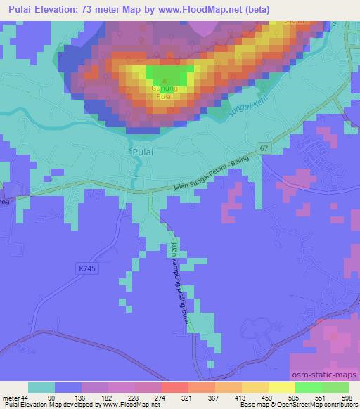 Pulai,Malaysia Elevation Map