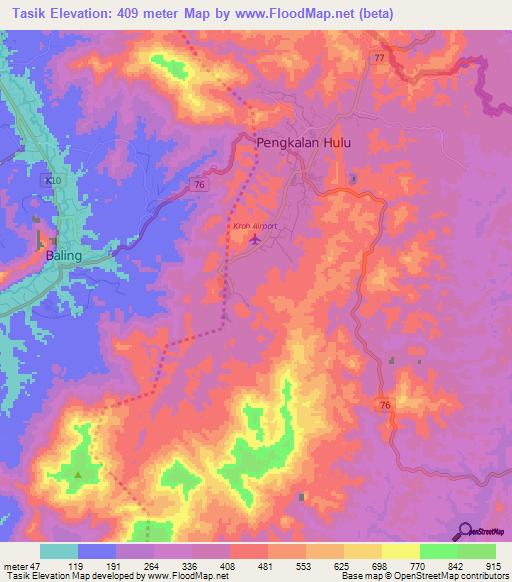 Tasik,Malaysia Elevation Map