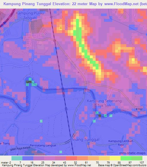 Kampung Pinang Tunggal,Malaysia Elevation Map