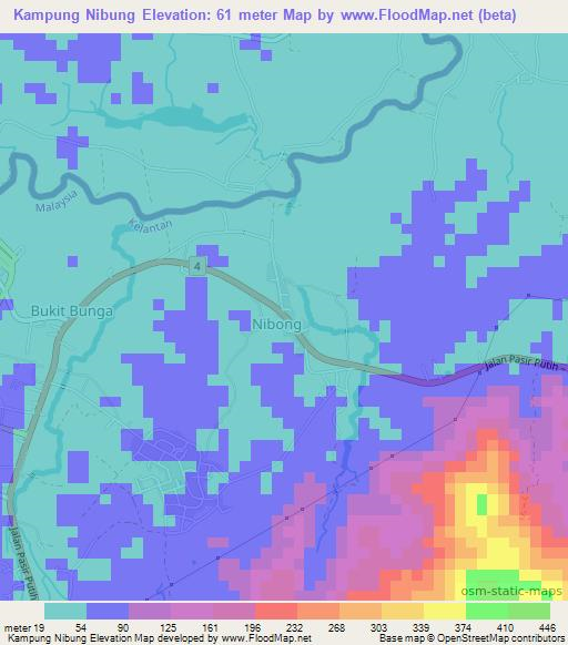 Kampung Nibung,Malaysia Elevation Map