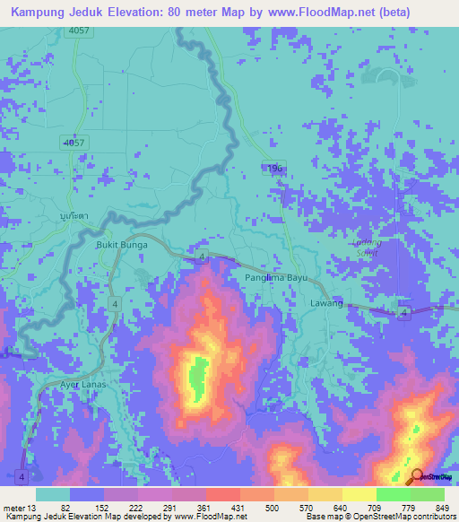 Kampung Jeduk,Malaysia Elevation Map