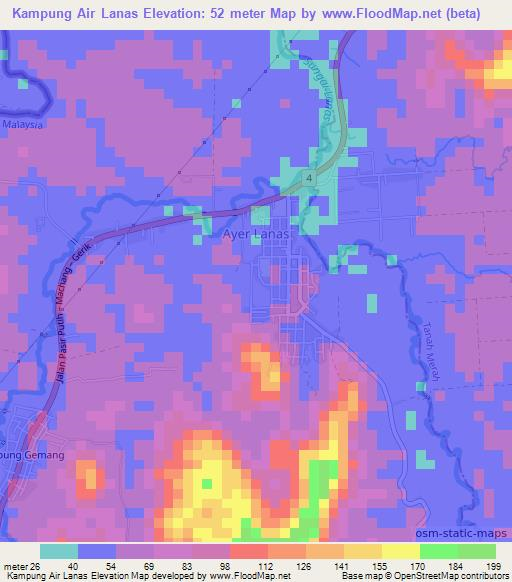 Kampung Air Lanas,Malaysia Elevation Map