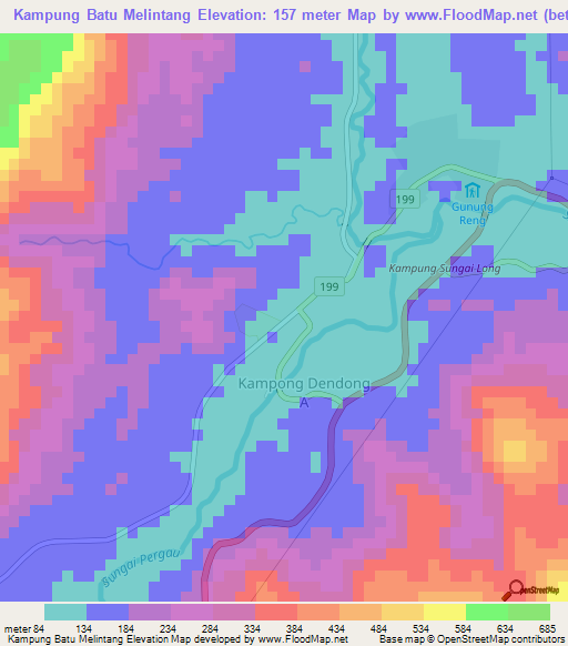 Kampung Batu Melintang,Malaysia Elevation Map