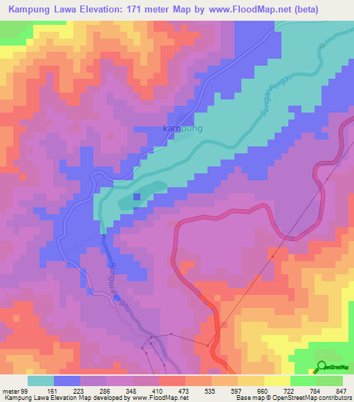 Kampung Lawa,Malaysia Elevation Map