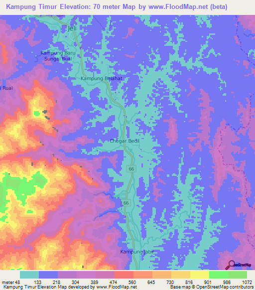 Kampung Timur,Malaysia Elevation Map