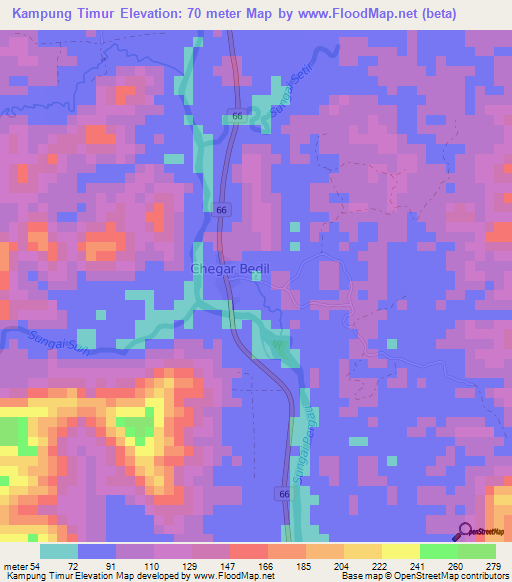 Kampung Timur,Malaysia Elevation Map