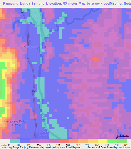 Kampung Bunga Tanjung,Malaysia Elevation Map