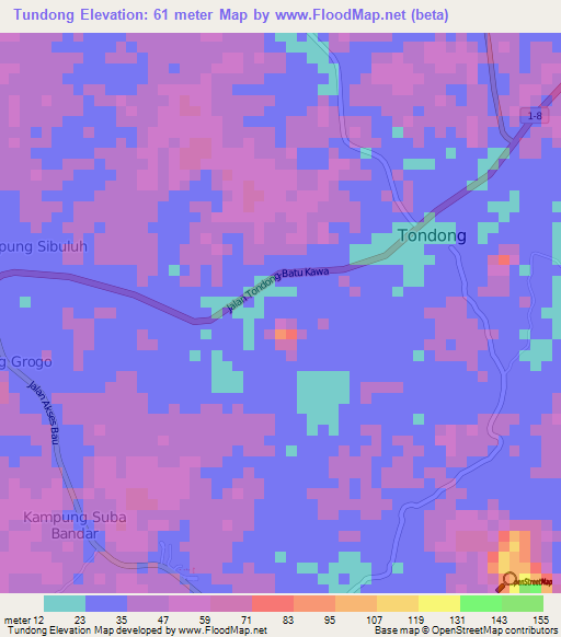 Tundong,Malaysia Elevation Map