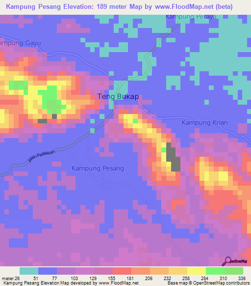 Kampung Pesang,Malaysia Elevation Map