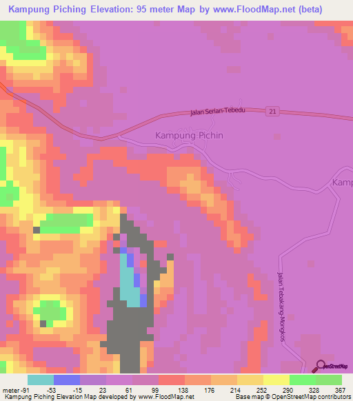 Kampung Piching,Malaysia Elevation Map