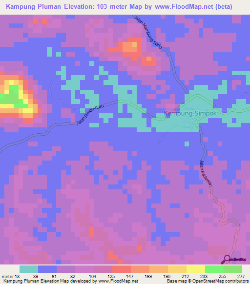 Kampung Pluman,Malaysia Elevation Map