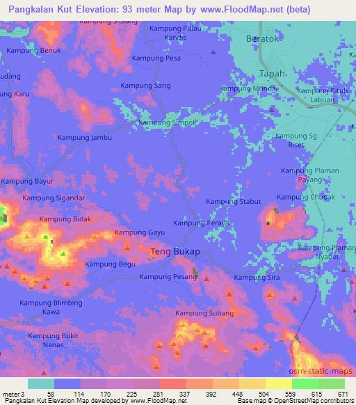 Pangkalan Kut,Malaysia Elevation Map