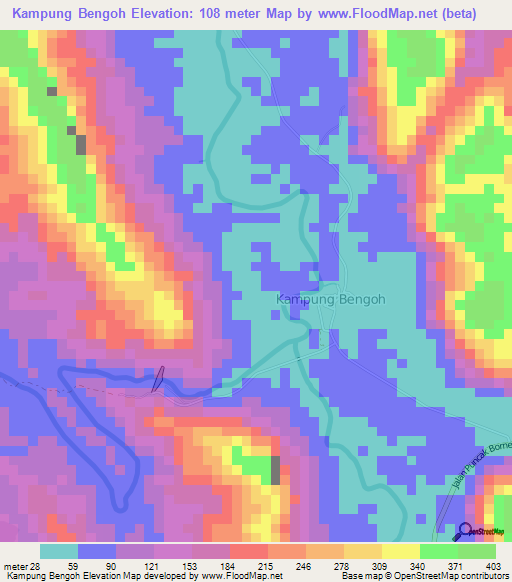 Kampung Bengoh,Malaysia Elevation Map