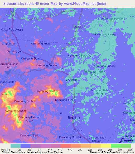 Siburan,Malaysia Elevation Map