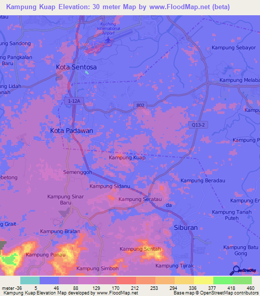 Kampung Kuap,Malaysia Elevation Map