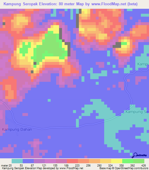 Kampung Seropak,Malaysia Elevation Map