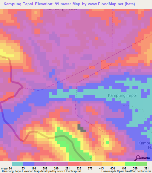 Kampung Tepoi,Malaysia Elevation Map