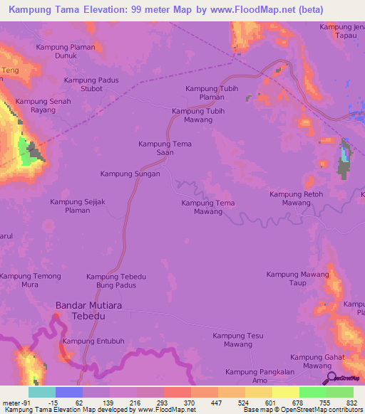 Kampung Tama,Malaysia Elevation Map