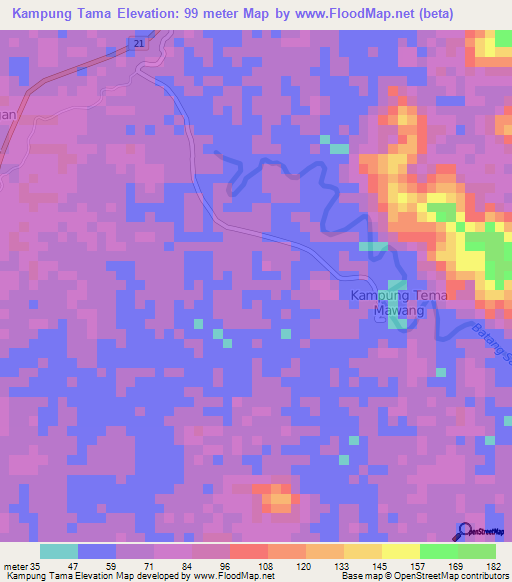 Kampung Tama,Malaysia Elevation Map