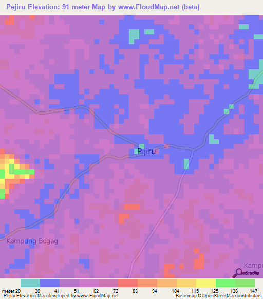 Pejiru,Malaysia Elevation Map