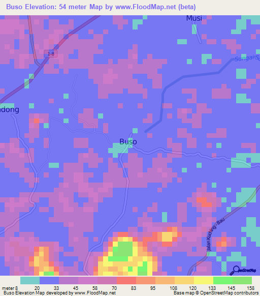 Buso,Malaysia Elevation Map