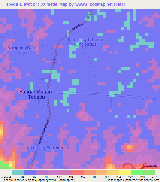 Tebedu,Malaysia Elevation Map