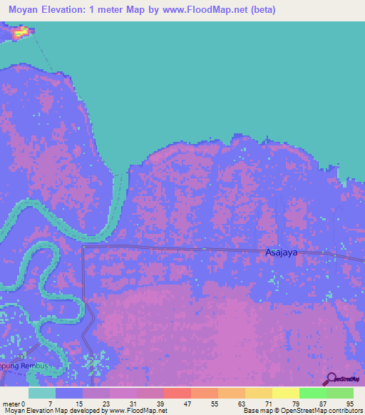 Moyan,Malaysia Elevation Map