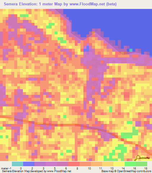 Semera,Malaysia Elevation Map