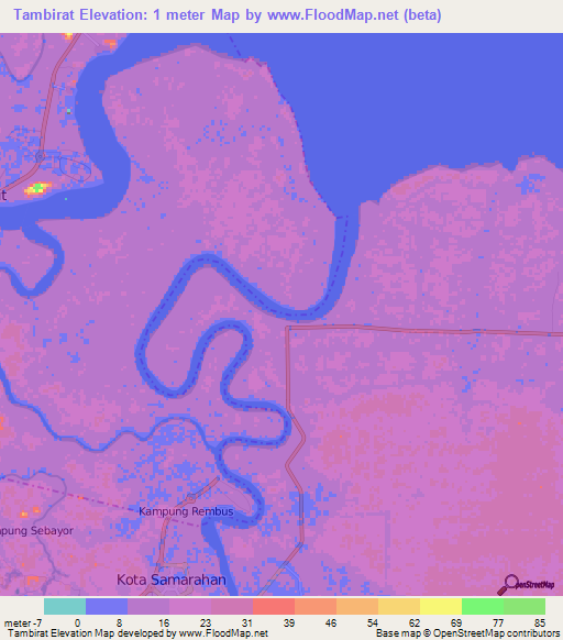 Tambirat,Malaysia Elevation Map