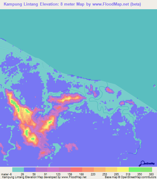 Kampung Lintang,Malaysia Elevation Map