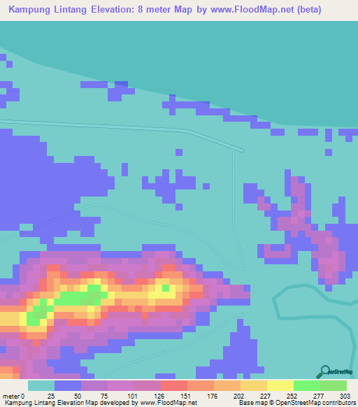 Kampung Lintang,Malaysia Elevation Map