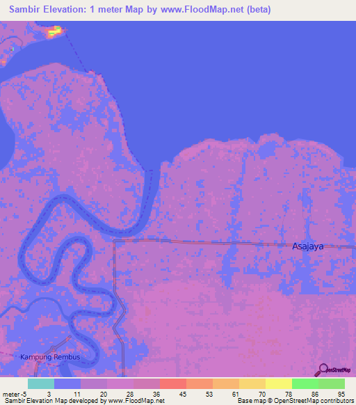 Sambir,Malaysia Elevation Map