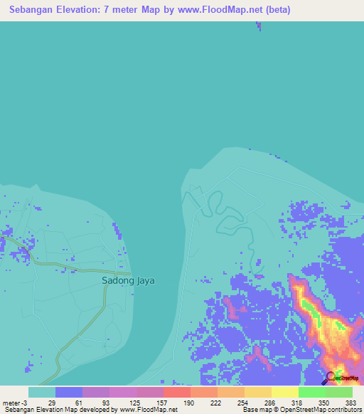 Sebangan,Malaysia Elevation Map