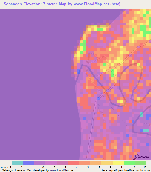 Sebangan,Malaysia Elevation Map