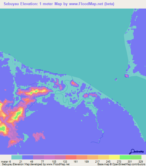 Sebuyau,Malaysia Elevation Map