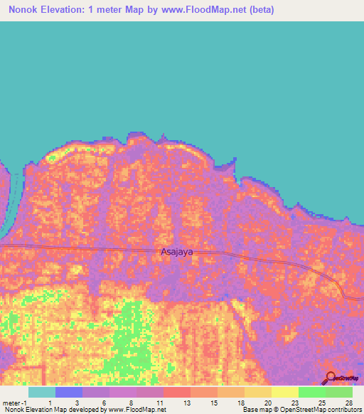 Nonok,Malaysia Elevation Map