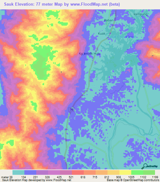 Sauk,Malaysia Elevation Map