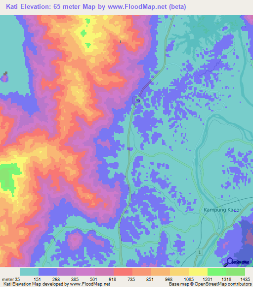 Kati,Malaysia Elevation Map