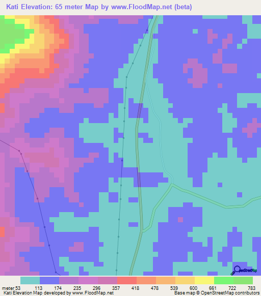 Kati,Malaysia Elevation Map