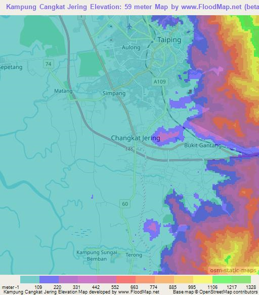 Kampung Cangkat Jering,Malaysia Elevation Map