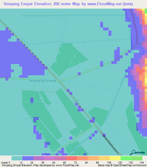 Simpang Empat,Malaysia Elevation Map