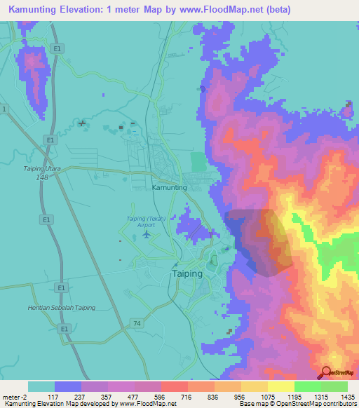 Kamunting,Malaysia Elevation Map