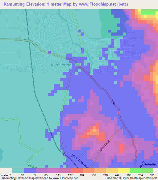 Kamunting,Malaysia Elevation Map