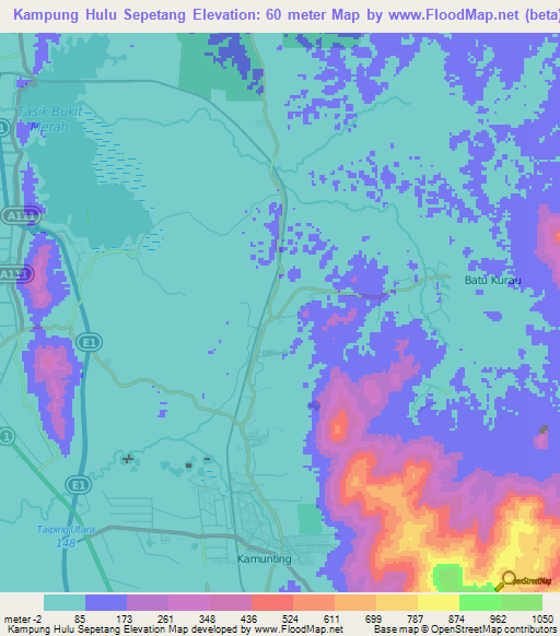Kampung Hulu Sepetang,Malaysia Elevation Map