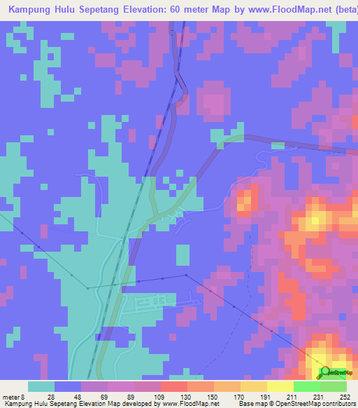 Kampung Hulu Sepetang,Malaysia Elevation Map