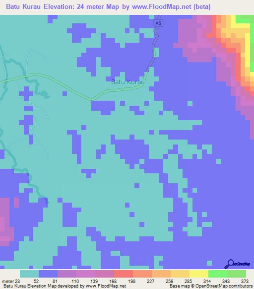 Batu Kurau,Malaysia Elevation Map