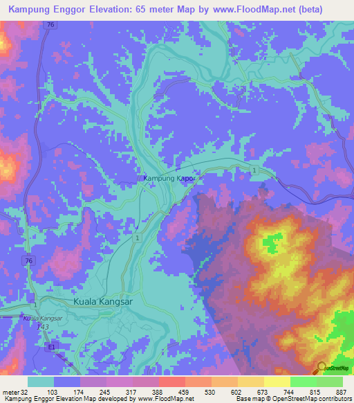 Kampung Enggor,Malaysia Elevation Map