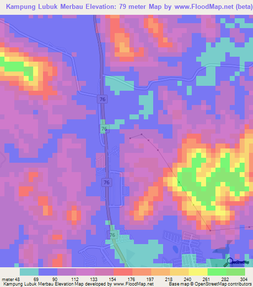 Kampung Lubuk Merbau,Malaysia Elevation Map