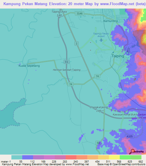 Kampung Pekan Matang,Malaysia Elevation Map